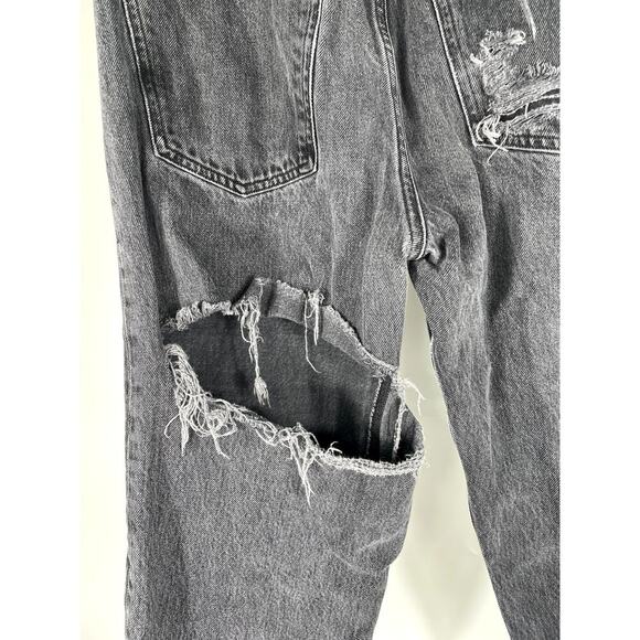 Agolde 90’s Crop Black Shutter Loose Fit Distressed Button Fly Denim Jeans Pants - Picture 10 of 15